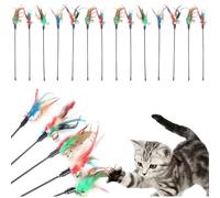 BAOSROY Jouet Chat Interieur,Jouet Chats,14pcs Jouets Chat Interactif,Jouets Plumes,Coloré Plumes Courte Tige Interactive Bâton Toys,pour l'intérieur Chatons