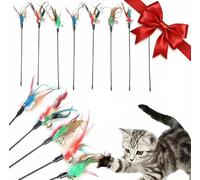 BAOSROY Jouet Chat Interieur,Jouet Chats,Jouets Chat Interactif,Jouets Plumes,Coloré Plumes Courte Tige Interactive Bâton Toys,pour l'intérieur Chatons (8pcs)