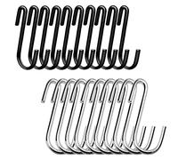 Baoswi Crochets robustes en forme de S de 6 cm pour cuisine, salle de bain, chambre à coucher et bureau (10 noirs, 10 argentés)