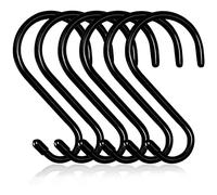 Baoswi Lot de 10 grands crochets en S robustes de 15 cm en métal recouvert de caoutchouc noir pour suspension, crochets en S antidérapants avec revêtement en vinyle pour cuisine, salle de bain