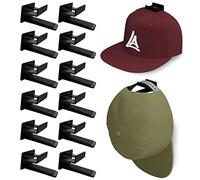 Baoswi Lot de 12 supports adhésifs pour chapeaux pour mur et porte - Porte-casquettes de baseball, placard et organisateur de rangement, cintre solide pour chambre et manœuvre, sans perçage (noir)