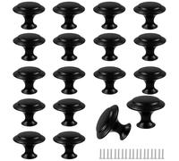 Baoswi Lot de 18 boutons de meuble - Noir - 30 mm - Poignée monotrou avec vis - Pour armoire, porte et tiroir - En acier inoxydable - Pour commode, cuisine