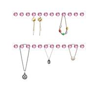 Baoswi Lot de 2 cintres en acrylique pour colliers à fixer au mur avec 12 crochets en forme de diamant, crochets pour bijoux pour collier, cadeau pour filles et femmes (rose)