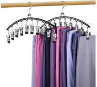 Baoswi Lot de 2 organiseurs de leggings pour placard avec rotation à 360°, cintres économisant de l'espace à suspendre, cintres en métal pour pantalons de yoga avec 10 clips pouvant contenir 20