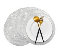 Baoswi Lot de 20 napperons ronds à paillettes argentées de 33 cm de diamètre, napperons décoratifs pour table de salle à manger, mariage, fête d'anniversaire, vacances, décoration de la maison