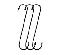 Baoswi Lot de 3 crochets en S extra longs de 25 cm en forme de S - Crochets robustes noirs pour suspendre des plantes, des armoires, des fleurs, des paniers, des patios