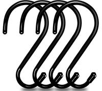 Baoswi Lot de 4 grands crochets en S robustes de 15 cm avec revêtement en caoutchouc noir pour accrocher, crochets en S antidérapants pour cuisine, salle de bain, chambre à coucher, bureau
