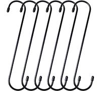 Baoswi Lot de 6 crochets extra longs en S - 25 cm - Extra longs - Noir - Pour plantes suspendues, fleurs, basket, patio, utilisation en intérieur et en extérieur