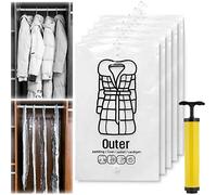 BaoT8YLu 2023 Nouveaux sacs de rangement sous vide suspendus pour vêtements économisant de l'espace Sac de rangement sous vide pour vêtements suspendus Vestes livrées avec pompe à air (5 pièces, L)