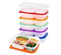 BaoT8YLu Lot de 7 Lunch Box avec Couvercle, Bento Box sans BPA, Boîte Repas avec Trois Compartiments, Boites Alimentaires Repas, Adapté Micro Ondes, Lave Vaisselle, Couleur de Arc en Ciel