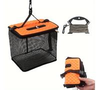 BaoT8YLu Panier À Poisson Pliable en Maille, Cage À Poisson Portable Cage De Pêche, Bourriche Peche, Panier de Support de pêche au Crabe, crevettes et Homard, avec dragonne