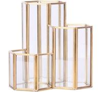 BaoT8YLu Porte-Stylo en Verre Transparent pour Bureau,Pot à Crayons Hexagonal doré en métal, Pot à Crayons et pinceaux de Maquillage, Porte-Stylo Hexagonal - pour pinceaux de Maquillage