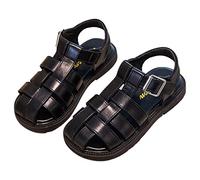 Baotou Sandales romaines pour fille Édition coréenne Semelle souple avec princesse étrangère Chaussures garçons 35, Noir , 33.5 EU