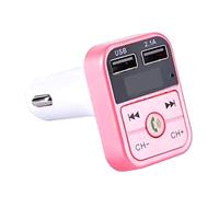 BaotyJie Transmetteur sans Fil Bluetooth CarFM Prise en de La Carte TF Double Chargeur USB, Rose
