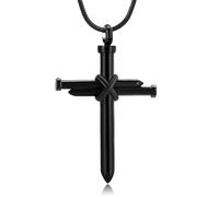 BAOWIQI Collier funéraire en forme de croix pour cendres - Collier souvenir religieux pour animal de compagnie, chien, chat, funéraire, bijou de souvenir pour homme et femme, Acier inoxydable, Pas de