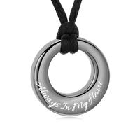 BAOWIQI Collier urne funéraire Cercle de vie éternité pour cendres Souvenir Bijoux pour femmes et hommes, Acier inoxydable, Pas de gemme