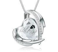 BAOWIQI Collier urne funéraire en cristal pour femme avec pendentif « Keep Loved Ones Ashes Close Forever & Always in My Heart », Acier inoxydable, Pas de gemme