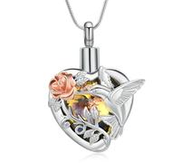 BAOWIQI Collier urne funéraire en forme de colibri en cristal pour homme et femme, Acier inoxydable, Pas de gemme