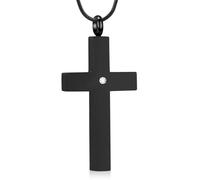 BAOWIQI Collier urne funéraire en forme de croix en cristal pour cendres d'animaux domestiques et humaines, bijou de crémation religieux, souvenir commémoratif, Acier inoxydable, Pas de gemme