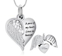 BAOWIQI Collier urne funéraire hypoallergénique en forme d'aile d'ange pour cendres - Bijou commémoratif pour homme et femme, Acier inoxydable, Pas de gemme