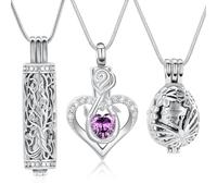 BAOWIQI Ensemble de bijoux funéraires arbre de vie cylindrique avec pendentif en forme de fleur de rose pour femme - Pendentif souvenir commémoratif - Peut contenir les cendres humaines et d'animaux