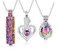 BAOWIQI Ensemble de bijoux funéraires arbre de vie cylindrique avec pendentif en forme de fleur de rose pour femme - Pendentif souvenir commémoratif - Peut contenir les cendres humaines et d'animaux