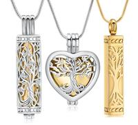 BAOWIQI Ensemble de collier urne funéraire arbre de vie pour cendres commémoratives, bijoux pour homme et femme, peut contenir les cendres humaines et d'animaux de compagnie de vos proches, Acier