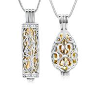 BAOWIQI Ensemble de collier urne funéraire pour homme et femme, pendentif arbre de vie et nœud celtique, étanche, peut contenir des cendres humaines et d'animaux domestiques, Acier inoxydable, Pas de