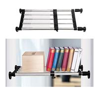 BAOYOUNI 2 Pièce Étagère de Placard Telescopique en Métal Etagere de Rangement Réglable sans Perçage Organiseurs de Armoire Separateur Stockage Rack pour Cuisine, Salle de Bain, Chambre 50-80cm, Noir