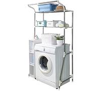 BAOYOUNI Ajustable Etagère de Salle de Bain Dessus Toilettes WC Tablette de Rangement au-Dessus de la laveuse-sécheuse Organisateur Lave-Linge Stockage Rack Gain de Place 2-Tier - Ivoire