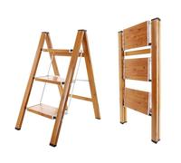 BAOYOUNI - Escabeau pliable à 3 marches, portable, léger, en aluminium, avec grandes pédales antidérapantes, capacité 150 kg, pour la maison, la cuisine, le jardin, le bureau, couleur blanc + veines