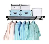 BAOYOUNI Étagère de Placard Telescopique en Métal Etagere de Rangement Réglable sans Perçage Organiseurs de Armoire Separateur Stockage Rack pour Cuisine, Salle de Bain, Chambre 60-100cm, Noir