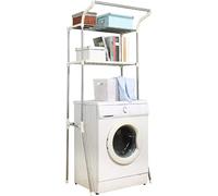 BAOYOUNI Etagère de Salle de Bain en Métal Supports de Rangement Dessus Machine à Laver Toilettes WC avec 2 Tablettes Organisateur Stockage Rack Multifonction Montage Facile - Ivoire