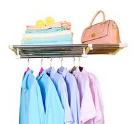 BAOYOUNI Etagere Extensible pour Placard sans Perçage Étagère de Rangement Telescopique Tige en Métal DIY Garde-Robe Organiseurs Separateur de Armoire Multifonction Réglable Longueur 65-110 cm