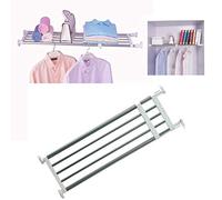 BAOYOUNI Etagere Telescopique Réglable sans Perçage en Métal Planche Rangement Placard Séparateur Armoire Diviseur DIY Organisateur pour Cuisine, Salle de Bain, Chambre, Extensible 60-80cm