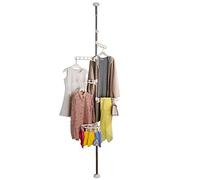 BAOYOUNI Étendoir à Linge Intérieur Télescopique Sechoir a Linge Pliable Porte Manteau en Métal et Plastique avec 4 Bras et 11 Clips, Hauteur Réglable, pour Entrée, Chambre, Salon, Balcon, Ivoire