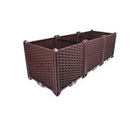 BAOYOUNI Jardinière rectangulaire surélevée en plastique pour intérieur ou extérieur - Pour légumes frais, herbes, fleurs et plantes grasses - Marron - 117 x 39 x 35 cm