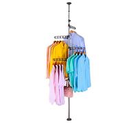 BAOYOUNI Porte-Manteau Téléscopique Séchoir à Linge en Métal et Plastique Étendoir Pliable avec 4 Bras et Crochets, Réglable en Hauteur 175-235 cm ou 230-290 cm, pour Salon, Chambre, Bureau, Gris