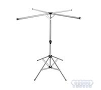 BAOYOUNI Séchoir à Linge Pliable en Acier Inoxydable, Etendoir à Vêtements Extensible sur Pieds, Sèche Linge avec 4 Bras de Crochet pour Intérieur et Extérieur, Réglable en Hauteur et Longueur