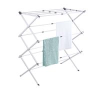 BAOYOUNI Séchoir à Linge Pliable, Etendoir Extensible Intérieur et Extérieur, Sécher Tour pour Vêtement Peu Encombrant, Montage Facile, (43-75) x 37 x 105cm, Blanc