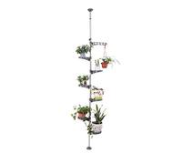 BAOYOUNI Support de Pot Fleur Téléscopique à 7 Niveaux Porte-Plante Étagère Présentoire en Métal, Réglable en Hauteur 230-290 cm, Décoration pour Intérieur, Salon, Chambre, Bureau, Balcon, Gris