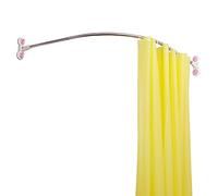 BAOYOUNI Tringle à Rideau de Douche Incurvée Barre de Douche Angle Ventouse sans Perçage pour Baignoire, Salle De Bain, Fenêtres, Vestiaire, Cabine D'Essayage, Magasin de Vêtements, 95,5 x 95,5 cm