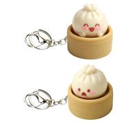 Baozi Lot de 2 porte-clés Squishy Squishy avec expression du visage, porte-clés amusant, bijou de sac compact uniquement pour adultes