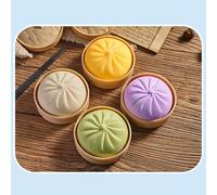 Baozi Squishy Extra Doux avec Panier - Jouet à Mémoire de Forme - Sensation de Pâte à Modeler - Fidget Sensoriel pour Mains Agitées - Accessoire Anti-Stress de Poche