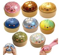 Baozi Squishy Stress Relief Toy with Steam, Sensory Chinese Squeeze Bread, Kawaii Food Shaped Stress Ball, Fun Gift for Kids and Adults, Random Color (x, Lot de 1)