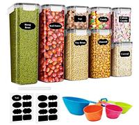 Baozun Boite de Rangement Cuisine Lot de 8, Bocaux Hermetiques Alimentaires en Plastique Scellée avec Couvercle, Pour Stocker les Cereales, Farine, Pâtes, Nourriture pour Animaux de Compagnie