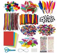 Baozun Kit Creatif Enfant, Kit Bricolage Enfant 1300+PCS Crafts Set Avec Tiges de Fil Chenille, Pompons, Yeux en Wiggle Set Créatif Enfant
