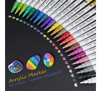 Baozun Lot de 24 Marqueur Acrylique pour Pierre, Marqueurs Acryliques pour Bois Feutres Acryliques Etanches, pour Scrapbooking, Album Photo, Livre d'or Papier noir