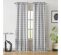 Bapawfish Rideaux de fenêtre Semi-Transparents à Carreaux Gris et Blanc de 228,6 cm de Long - Rideaux Vichy de Style Rustique pour Chambre à Coucher, Salon - Traitement de fenêtre rétro à Carreaux