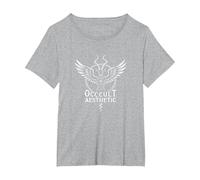 Baphomet Art Mystique chèvre ailée esthétique Occulte T-Shirt, Femme Grandes Tailles, Gris Chiné, 1X